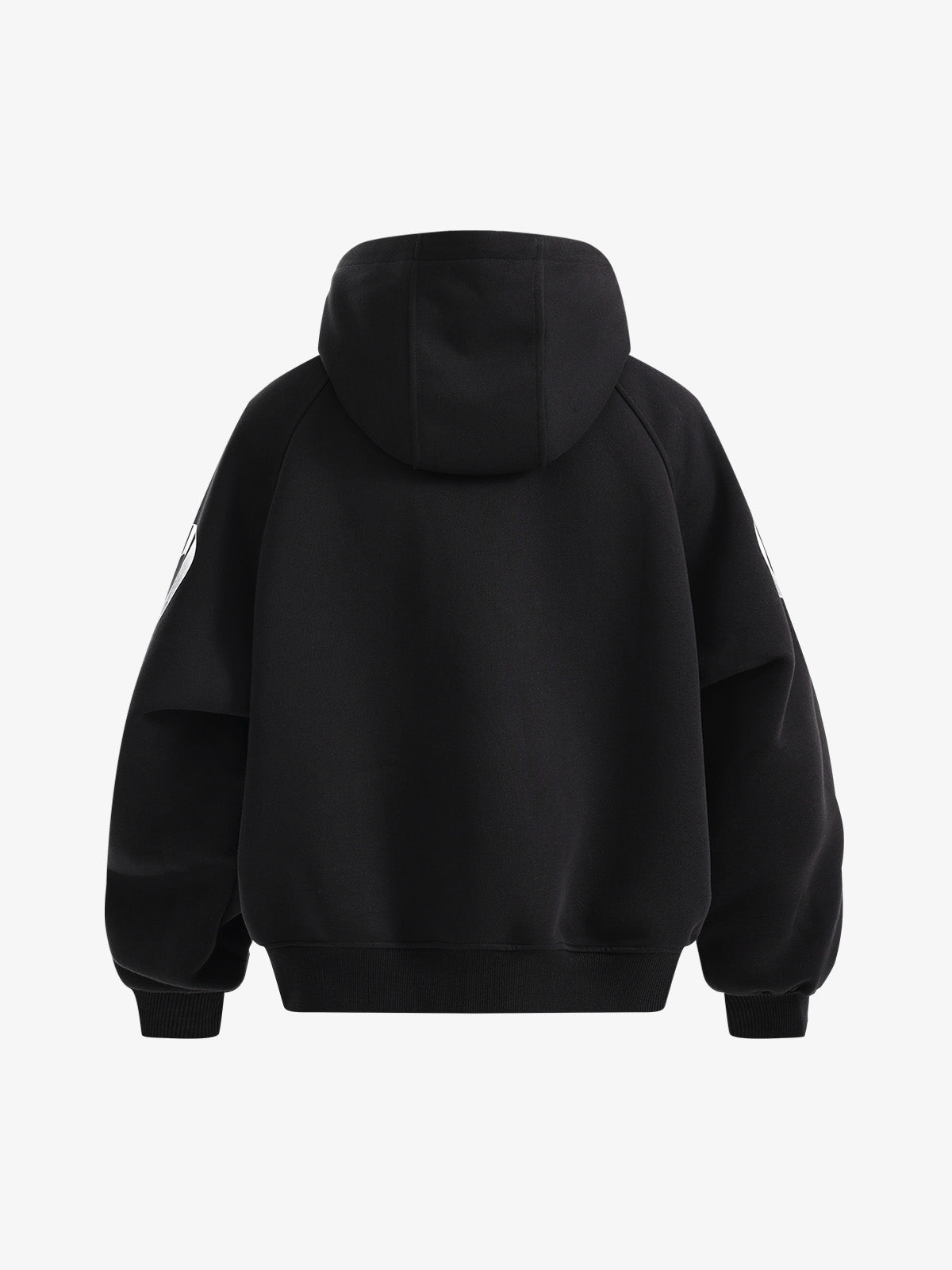 Striped Badge Raglan Hooded Sweatshirt