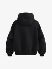 Striped Badge Raglan Hooded Sweatshirt
