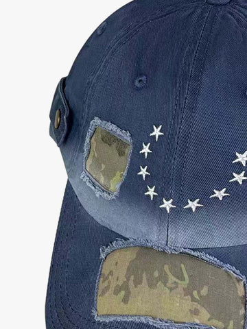 Distressed Camo Patch Embroidered Hat
