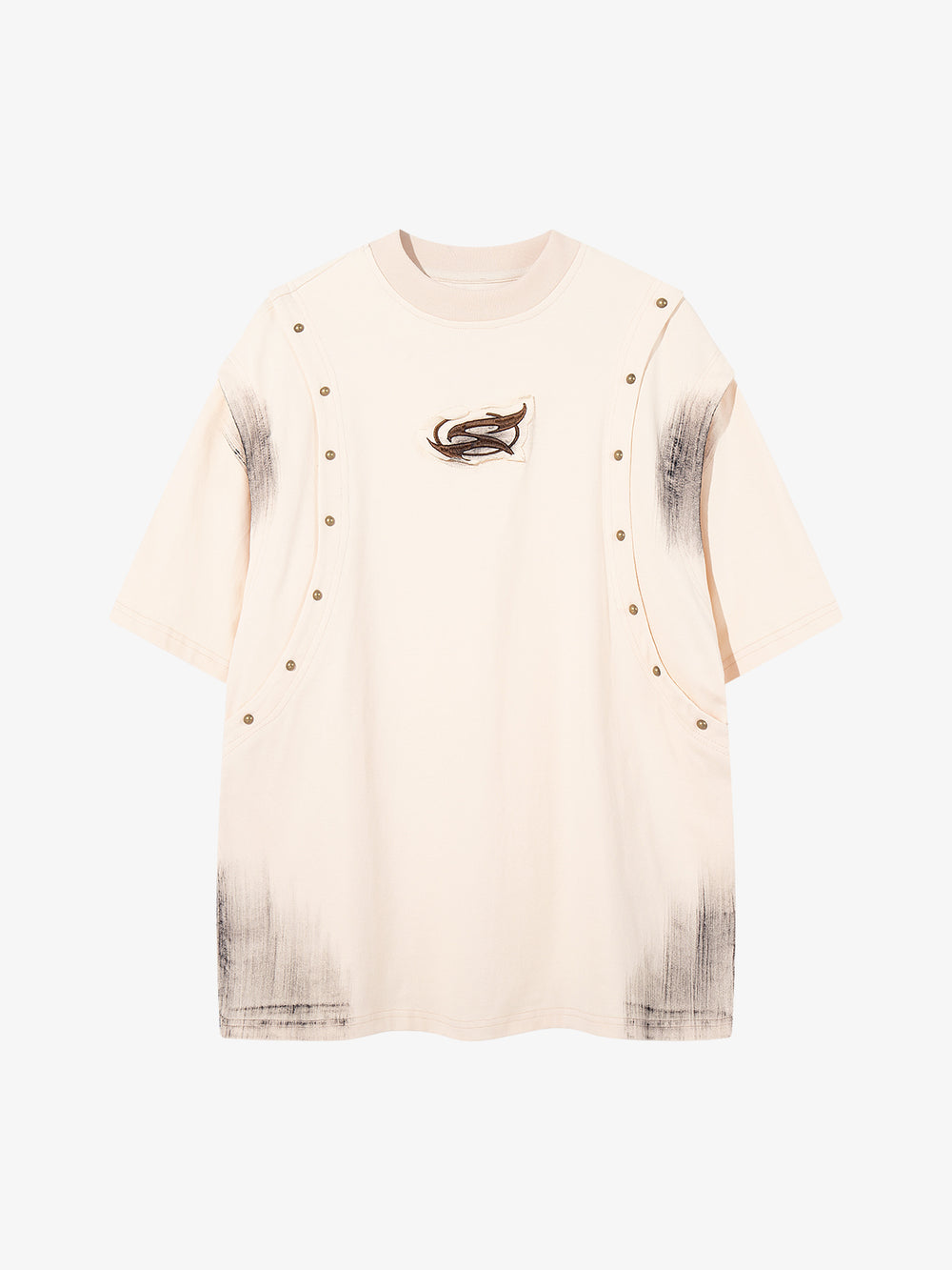 Studded Appliqué Distressed Tee
