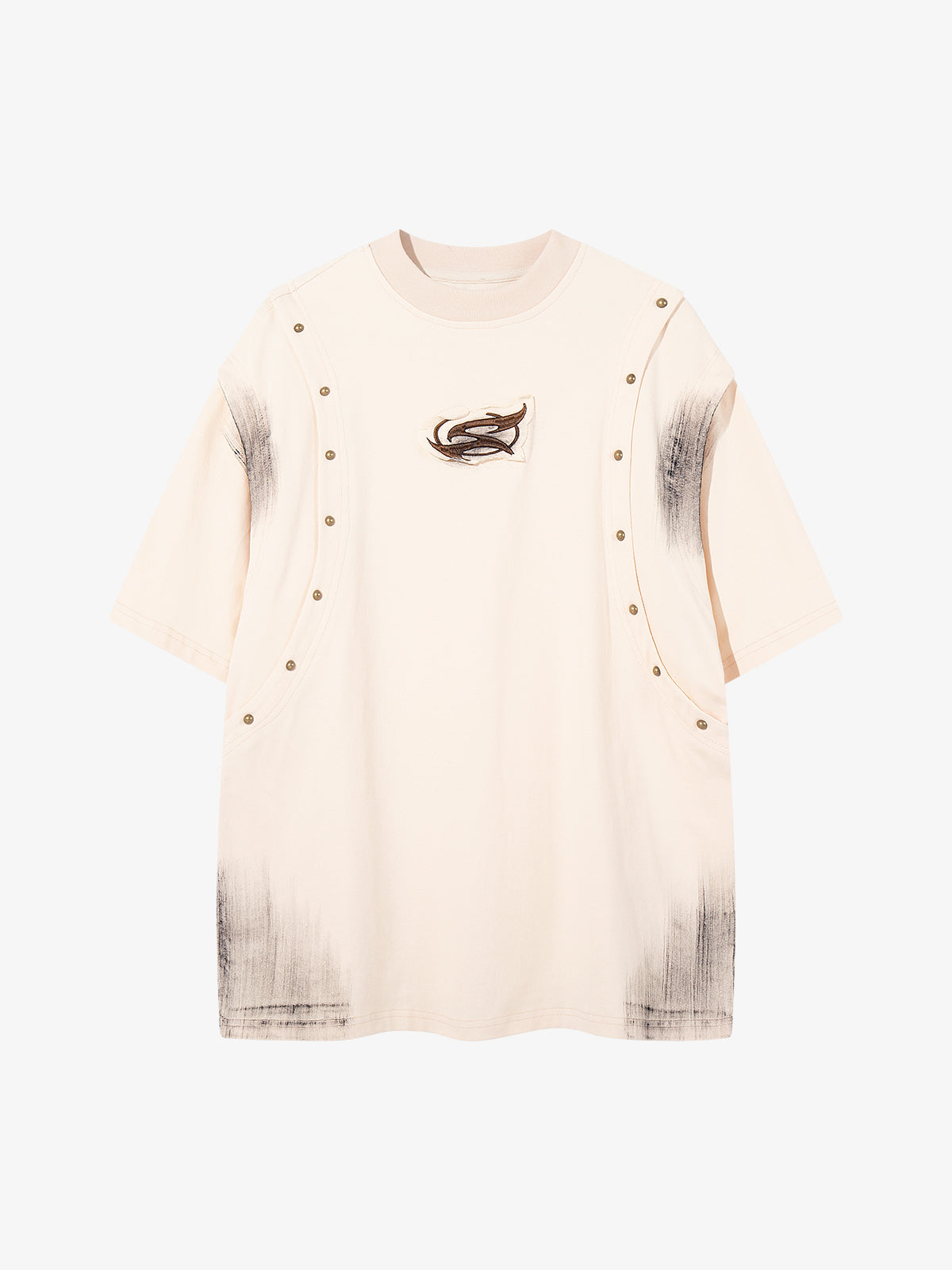 Studded Appliqué Distressed Tee