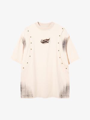 Studded Appliqué Distressed Tee