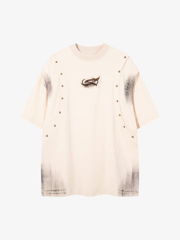 Studded Appliqué Distressed Tee