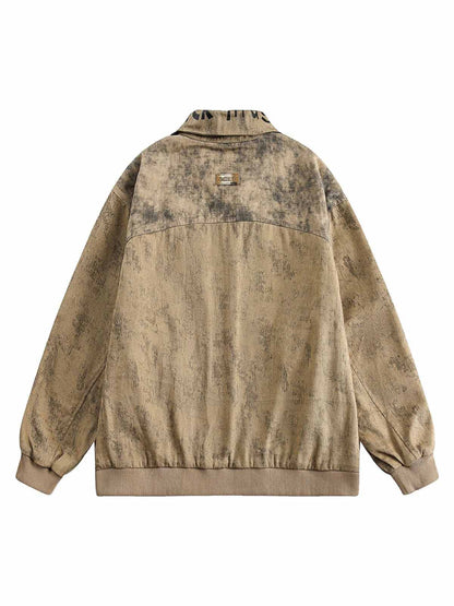Distressed  Double-layer Collar Workwear Jacket 