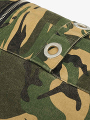 Camo Color Block Quilted Bomber Coat