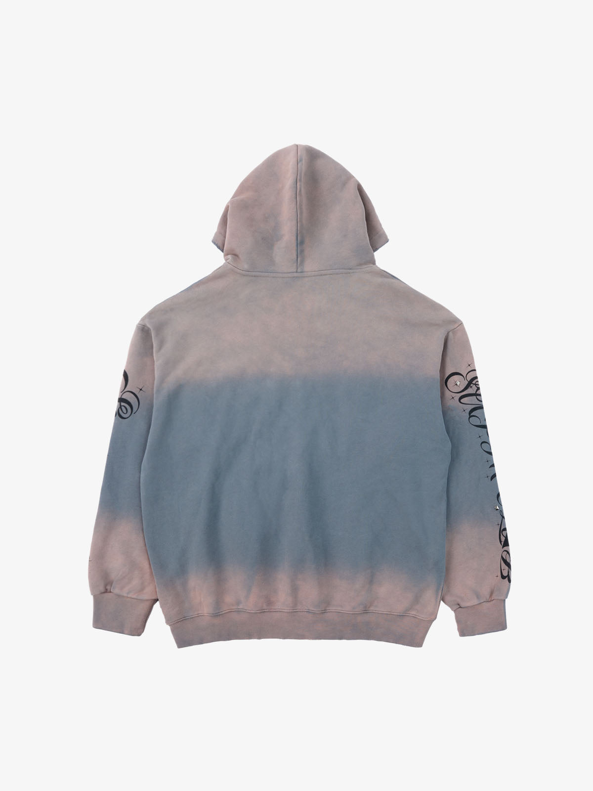 Supermade Vintage Distressed Studded Gothic Font Zipper Sweatshirt 