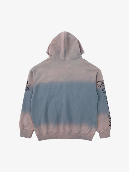 Supermade Vintage Distressed Studded Gothic Font Zipper Sweatshirt 