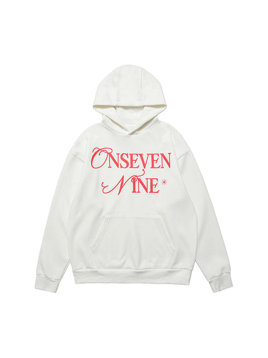 Basic Letter Print Fleece Hoodie 