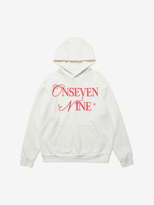 Basic Letter Print Fleece Hoodie 