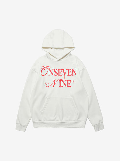 Basic Letter Print Fleece Hoodie 