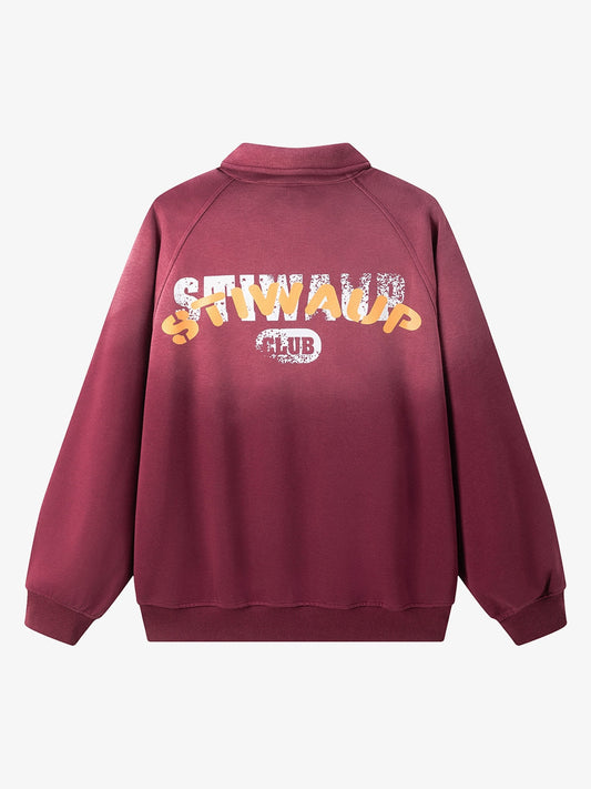 Gradient Print Lapel Long-sleeved Sweatshirt 