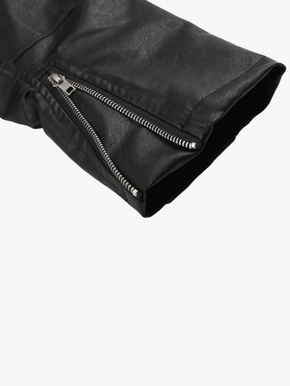 Studded Button Leather Jacket