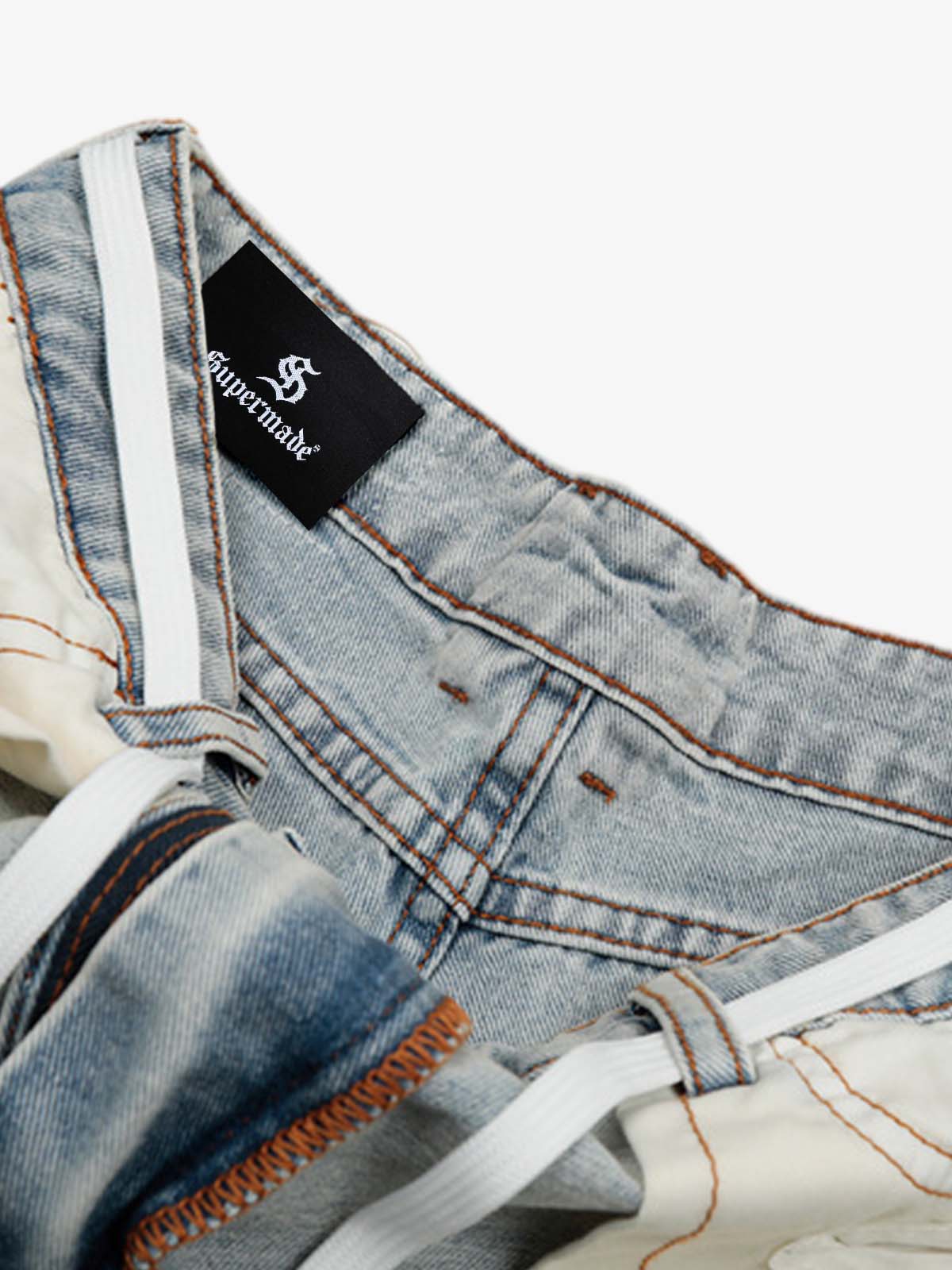 Inside-Out Construction Exposed Seam Wide-Leg Jeans