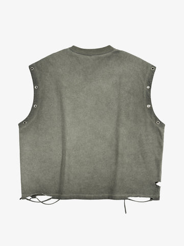Skull Graphic Grommet Vest