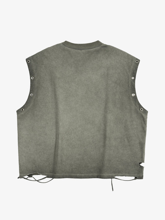Skull Graphic Grommet Vest