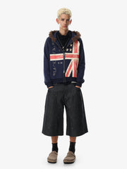 Giacca con cappuccio in pelliccia Union Jack