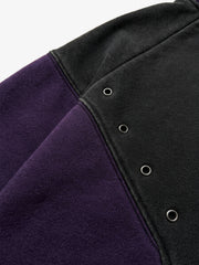 Contrast Panel Studded Zip-Up Hoodie