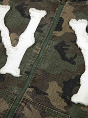 Camo Applique Boxy Fit Hooded Jacket