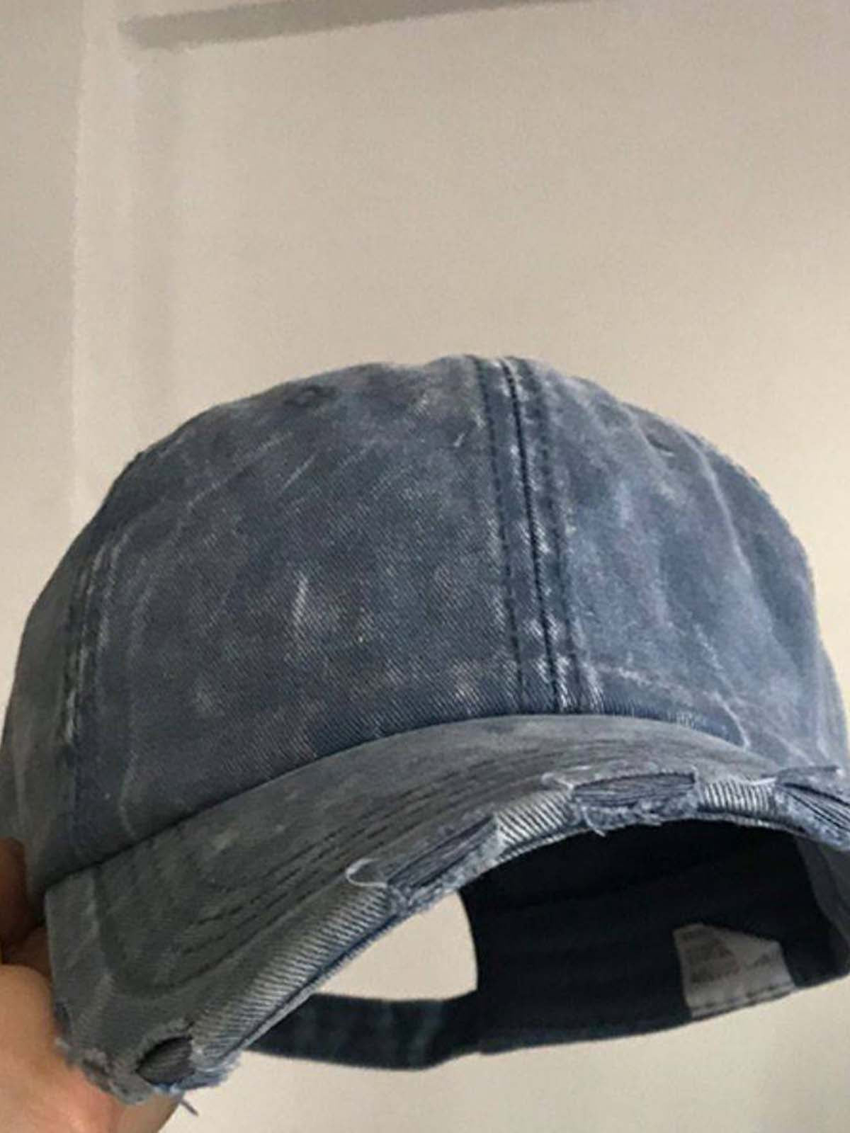 Washed Distressed Frayed Brim Baseball Cap 