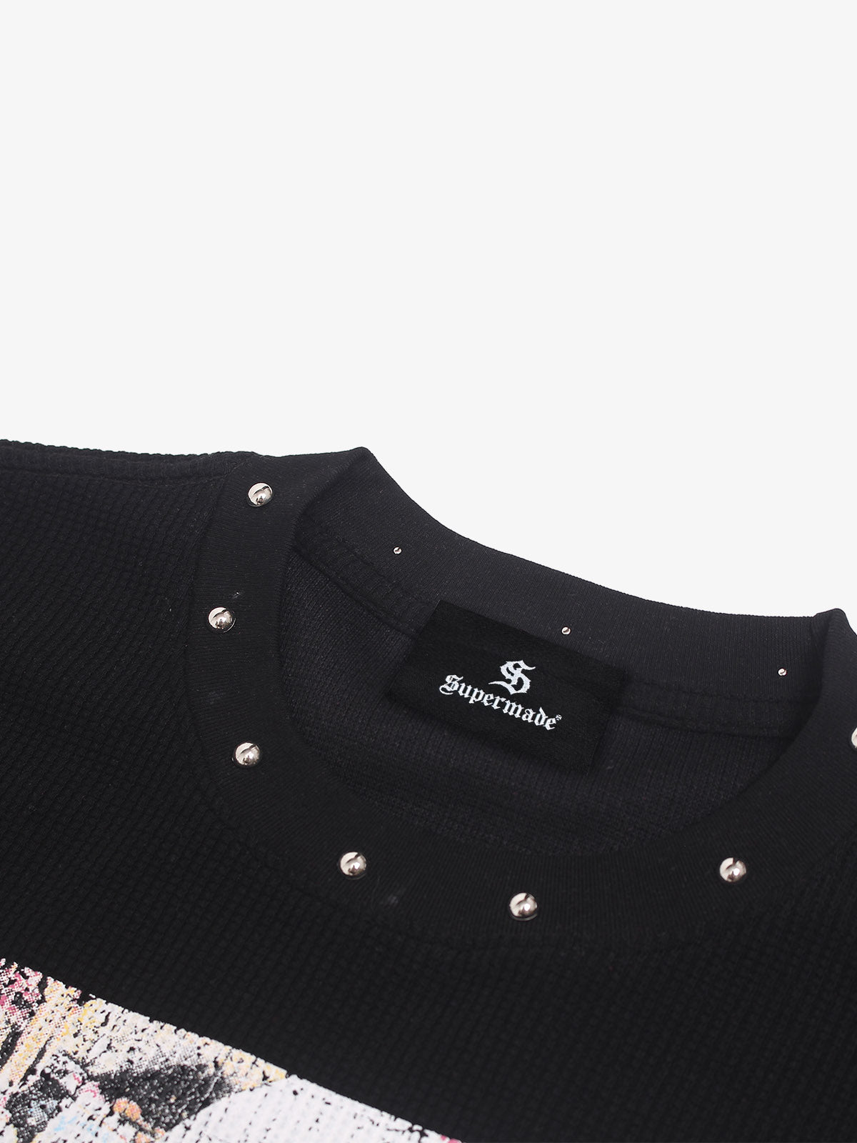 Studded Graphic Waffle Long Sleeve Tee