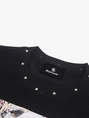 Studded Graphic Waffle Long Sleeve Tee