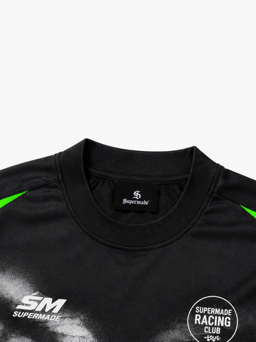 Skull Graphic Layered Racing Logo Long Sleeve Tee