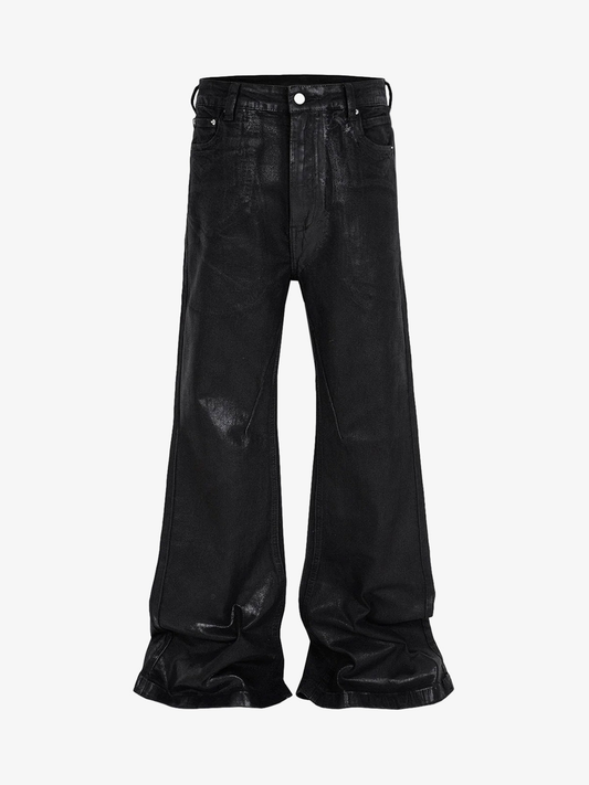 Thesupermade Black Wax Coated Flare Jeans - 2212 
