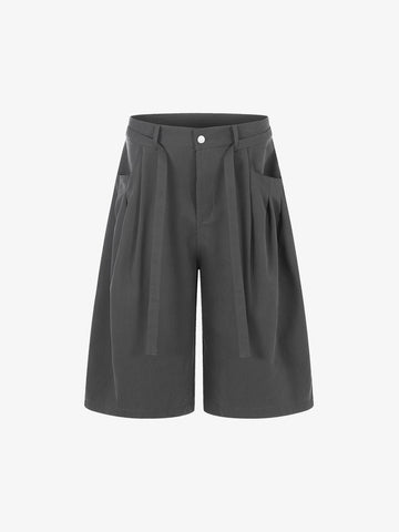 Industrial Pleated Wide-Leg Sartorial Shorts 