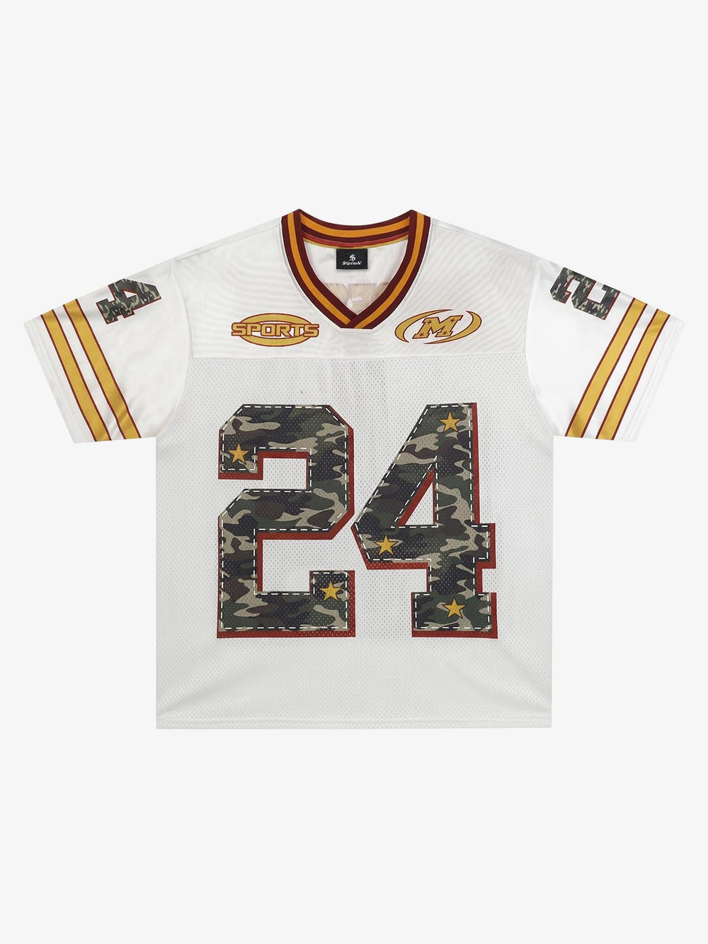 Maillot à col en V en maille imprimée numérique camouflage