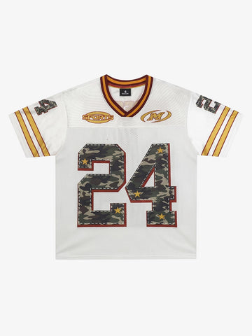 Camo Digital Print Mesh V-Neck Jersey
