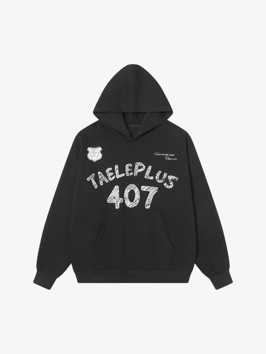 Graffiti Letters And Numbers Print Hoodie 