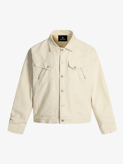 Panel Construction Button-Up Workwear Jacket