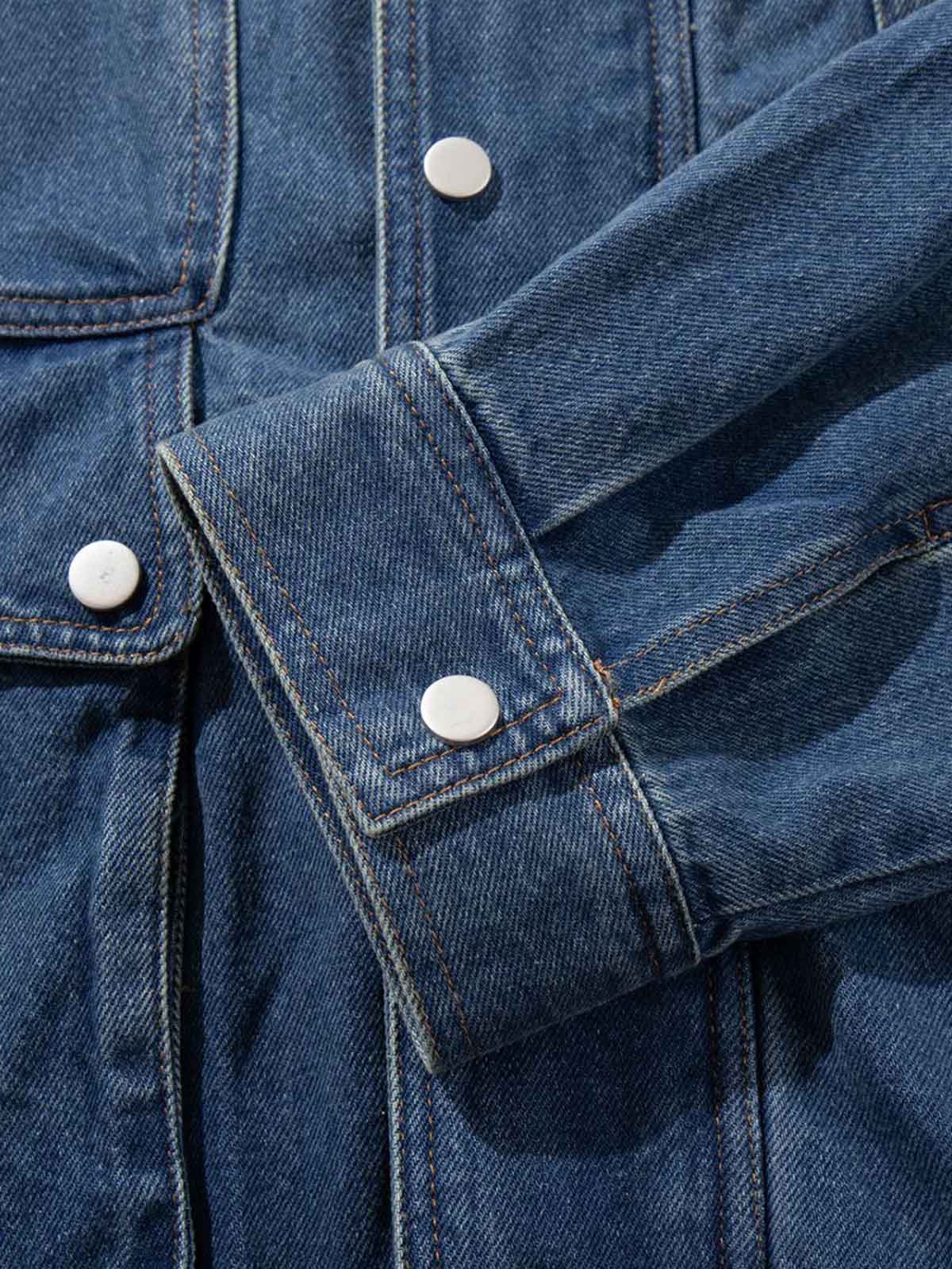 Metal Buckle Paneled Denim Jacket