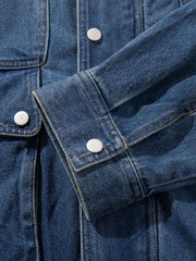 Metal Buckle Paneled Denim Jacket