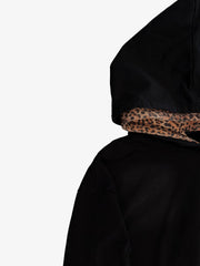 Distressed Leopard Pattern Layered Boxy Hoodie