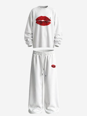 Two-Tone Embroidered Sweatshirt Set