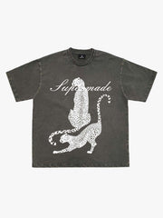 Leopard Print Washed Vintage T-Shirt 