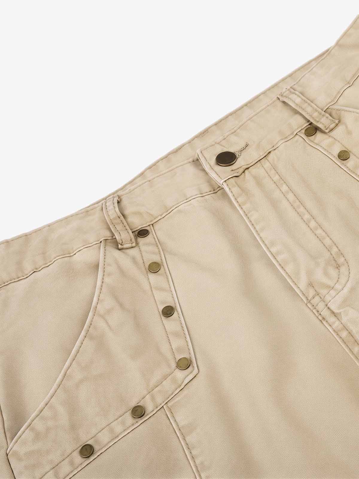 Studded Multi-Pocket Straight-Leg Work Pants