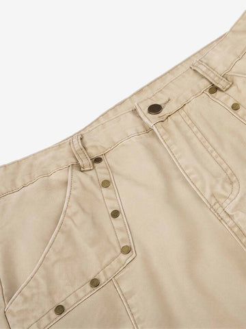 Studded Multi-Pocket Straight-Leg Work Pants