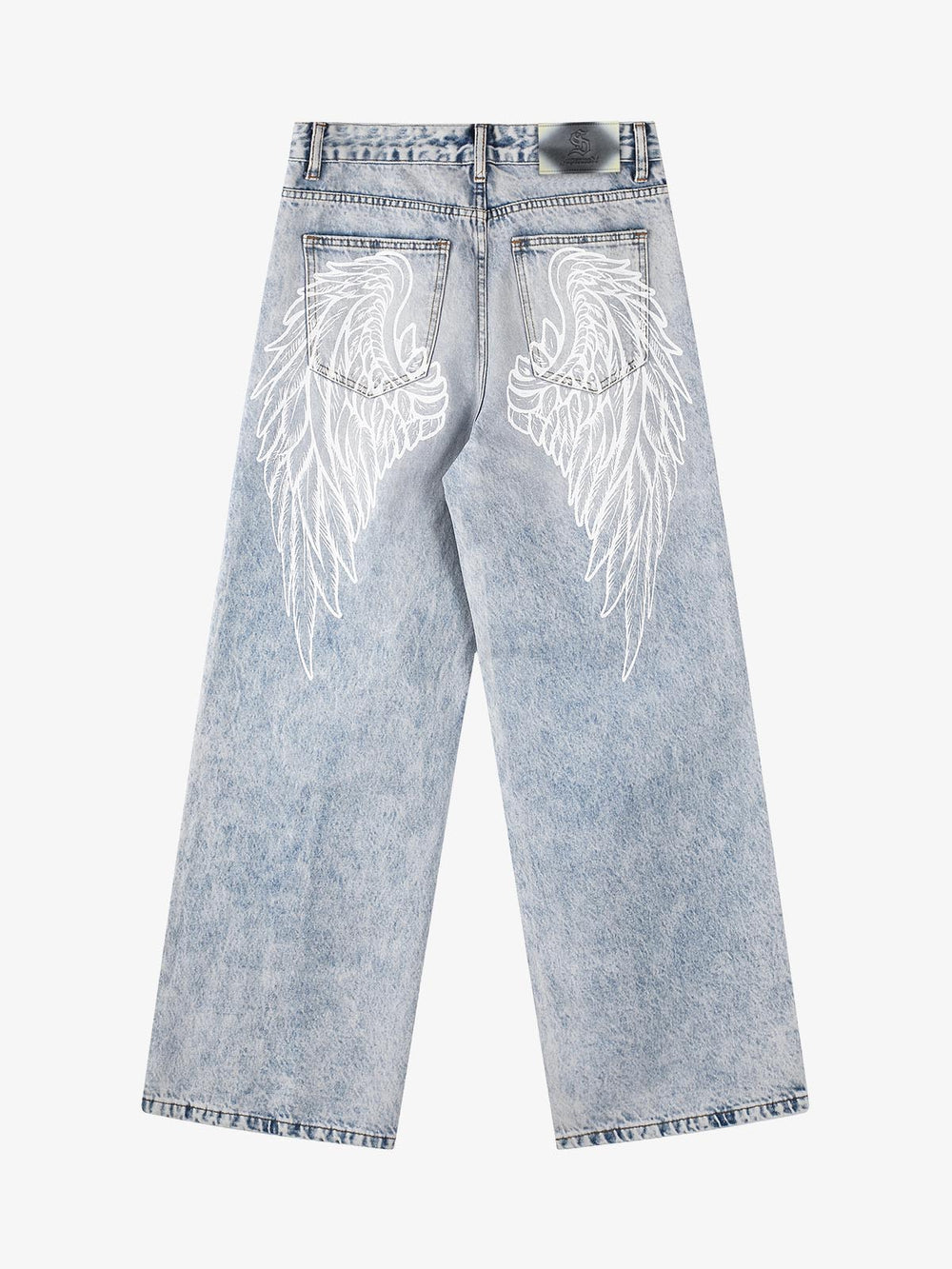 Angel Wing Print Bggy Jeans