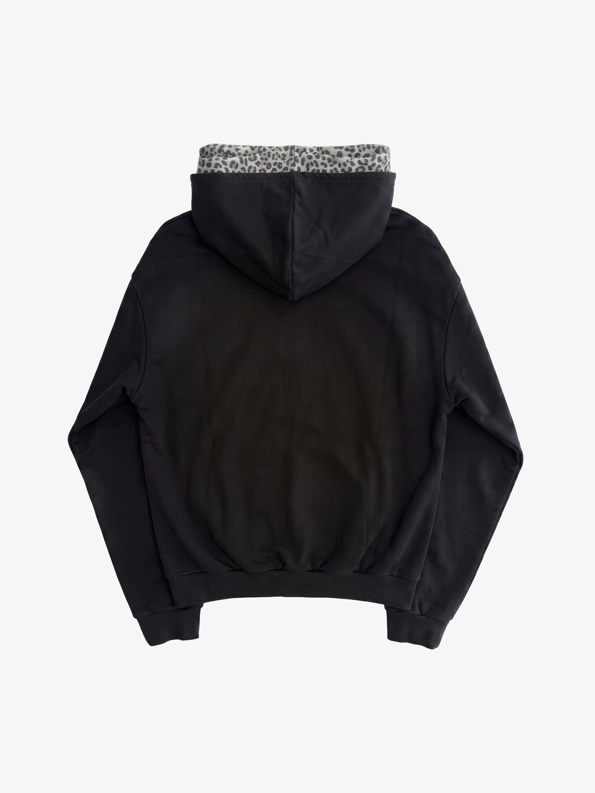 Distressed Leopard Pattern Layered Boxy Hoodie