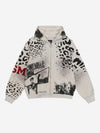 Leopard Logo Appliqué Distressed Hoodie