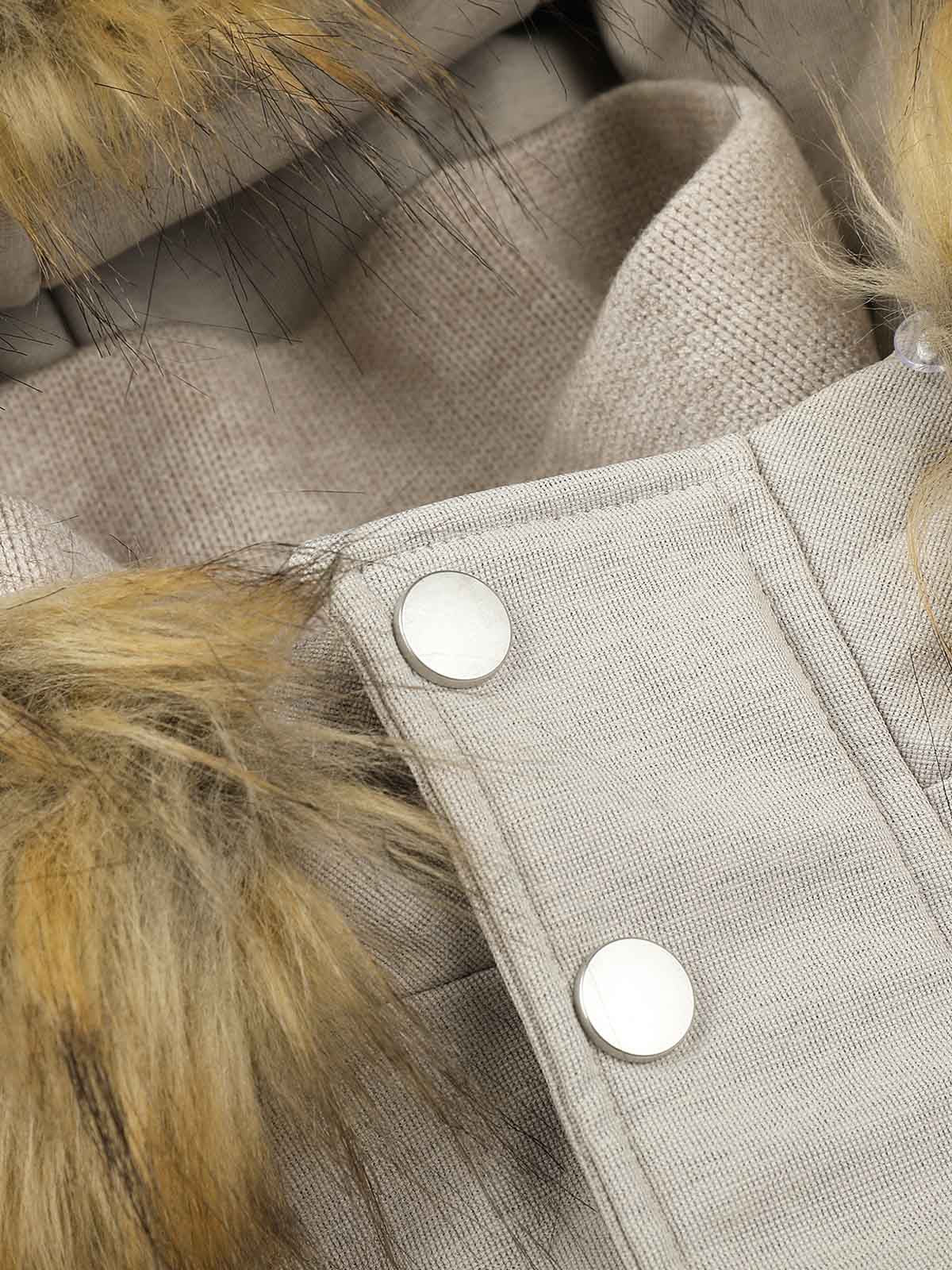 Deconstructed Layered Hooded Faux-Fur Collar Puffer Jacket