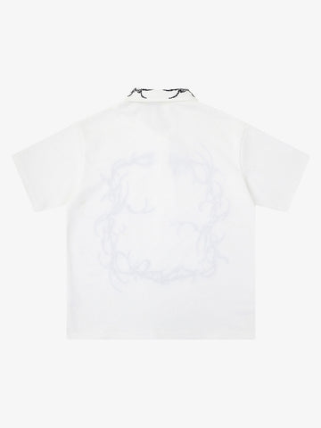 Thorn-Wreath Graphic Polo Shirt 