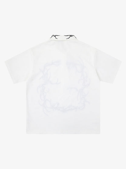 Thorn-Wreath Graphic Polo Shirt 