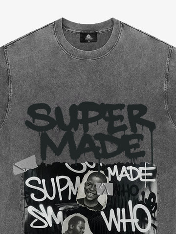 Streetwear Graffiti Character Collage Graphic T-Shirt 