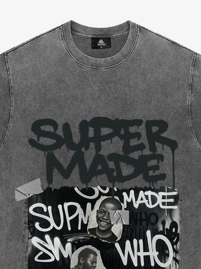 Street Graffiti Style Retro Character Collage T-Shirt 
