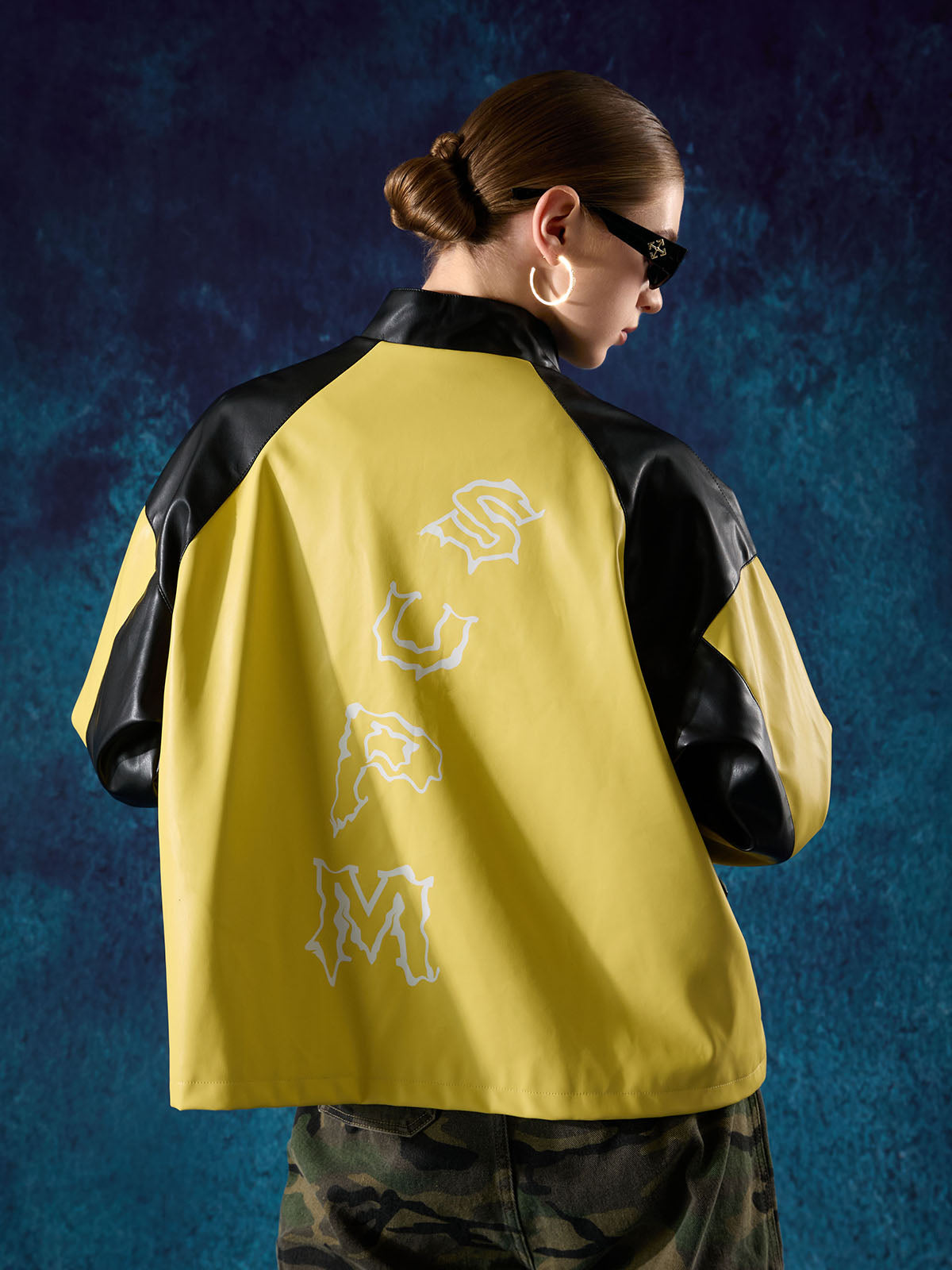 Original Contrast Color Leather Jacket - 2565 