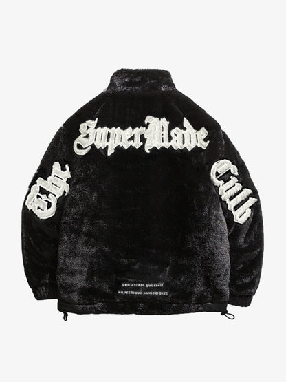 Thesupermade Street Letter Embroidered Fleece Jacket - 1838 