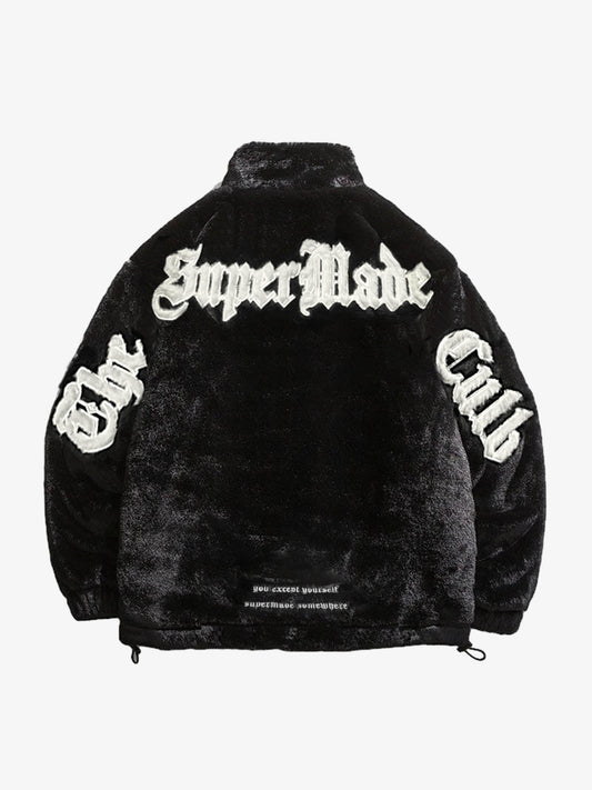 Thesupermade Street Letter Embroidered Fleece Jacket - 1838 